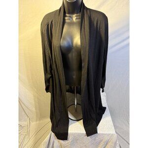 Esperanza Womens‎ Plus Long Black Duster Cardigan Classy Sheer Back 3X Goth